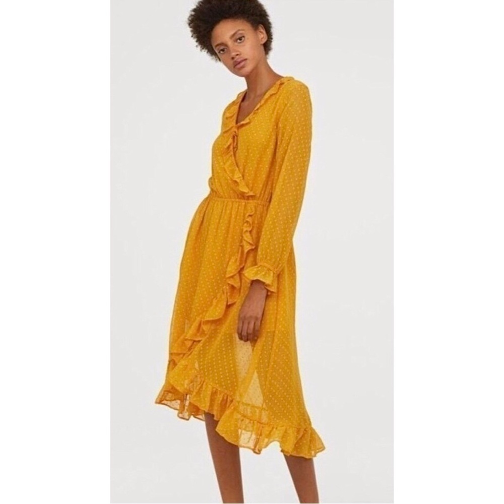 H&M Ruffled Surplice Calf Length Dress